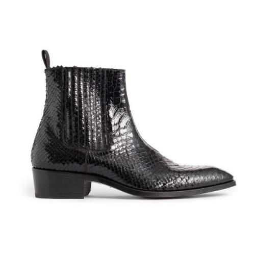 Python Print Leren Laars Tom Ford , Black , Heren