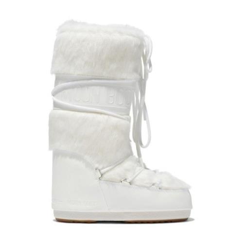 Snowboots met PVC-basis en imitatiebont Moon Boot , White , Dames