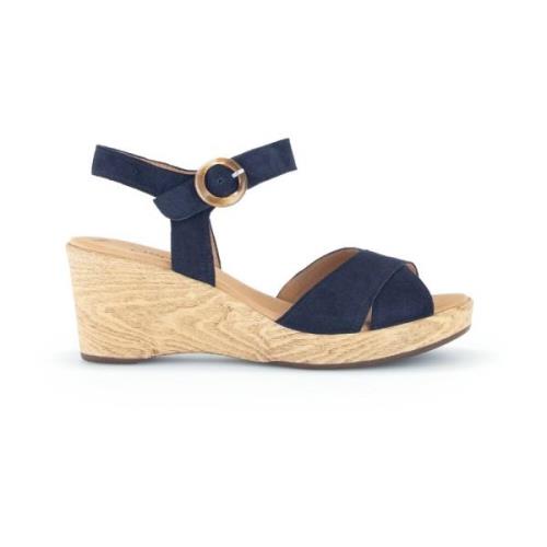 Navy Leren Sandalen Gabor , Blue , Dames