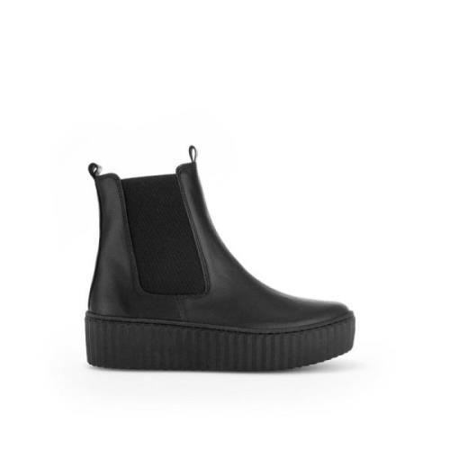 Zwarte Leren Chelsea Boots Hoge Top Sneaker Gabor , Black , Dames