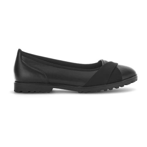 Zwarte leren balletflats Gabor , Black , Dames