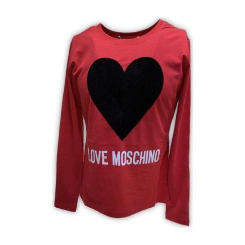 Lange Mouw T-shirt Love Moschino , Red , Dames