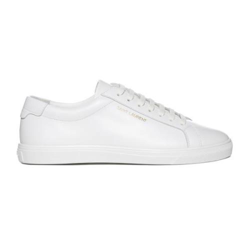 Witte lage top trainers met logo-details Saint Laurent , White , Heren