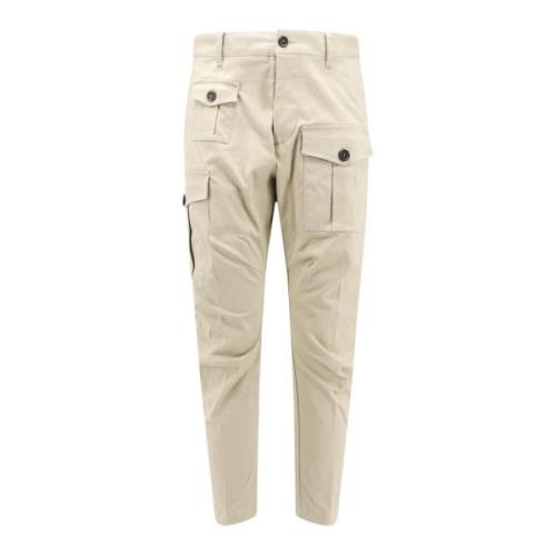 Cargo broek met logo patch Dsquared2 , Beige , Heren