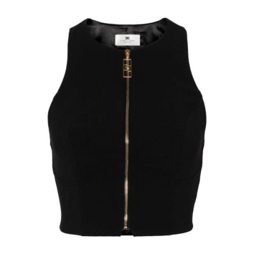 Zwart Crop Top met Olympische Halslijn Elisabetta Franchi , Black , Da...