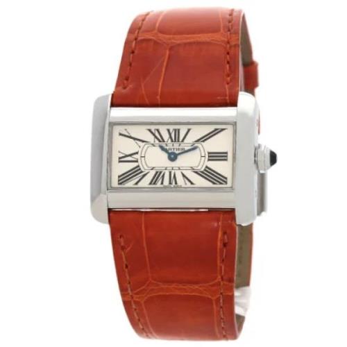 Pre-owned Leather watches Cartier Vintage , White , Dames