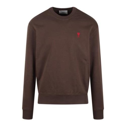 Hart Geborduurde Sweatshirt Ami Paris , Brown , Heren