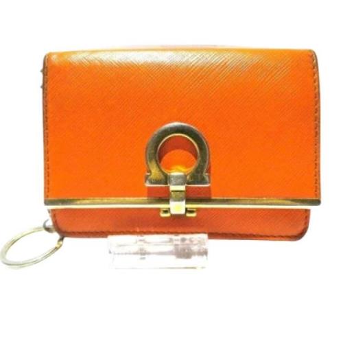 Pre-owned Leather wallets Salvatore Ferragamo Pre-owned , Orange , Dam...