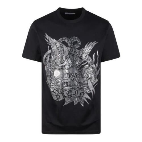 Rhinestone Tattoo T-Shirt Philipp Plein , Black , Heren