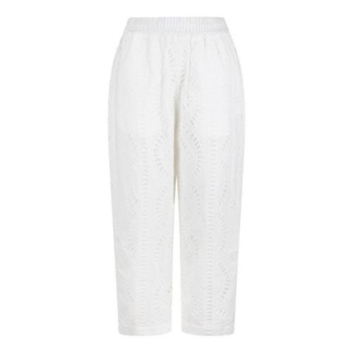 Geborduurde Textuur Katoenen Broek Charo Ruiz Ibiza , White , Dames