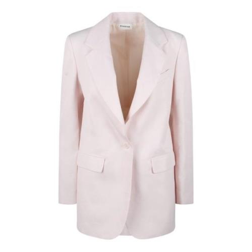 Linnen Blend Single-Breasted Blazer P.a.r.o.s.h. , Pink , Dames