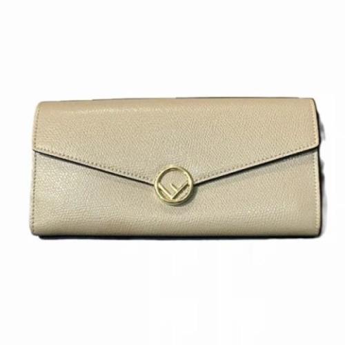 Pre-owned Leather wallets Fendi Vintage , Beige , Dames