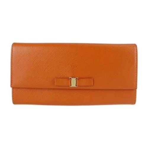 Pre-owned Leather wallets Salvatore Ferragamo Pre-owned , Orange , Dam...