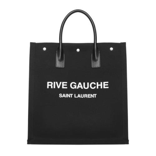 Logo-Print Tote Bag Saint Laurent , Black , Heren