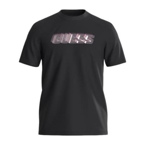 Korte Mouw T-shirt Guess , Black , Heren