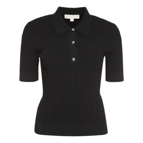 Gebreide polo shirt met zilverkleurige metalen knopen Michael Kors , B...