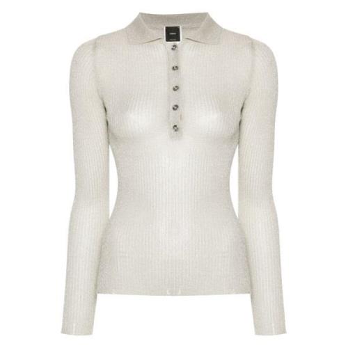 Stijlvolle Polo Shirt in Wit/Zilver Pinko , White , Dames