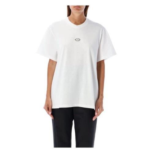 Kristallen Lippen T-Shirt Puur Wit Stella McCartney , White , Dames