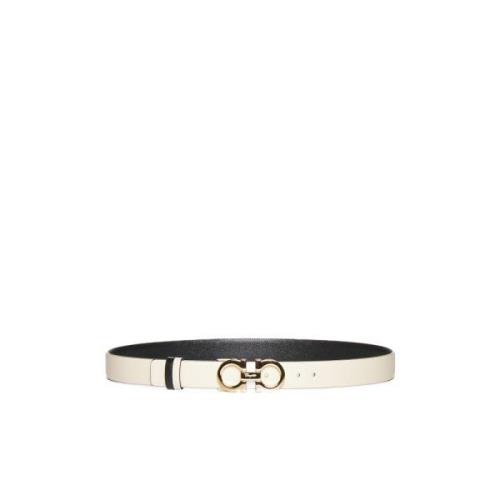 Omkeerbare Leren Riem met Goudkleurige Gesp Salvatore Ferragamo , Whit...