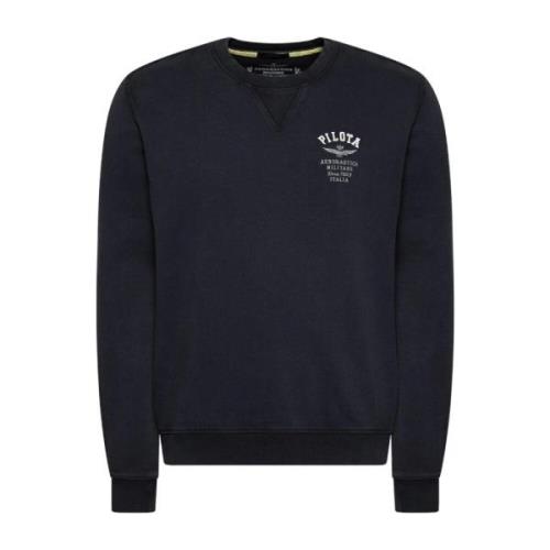 Crew Neck Sweatshirt Aeronautica Militare , Blue , Heren