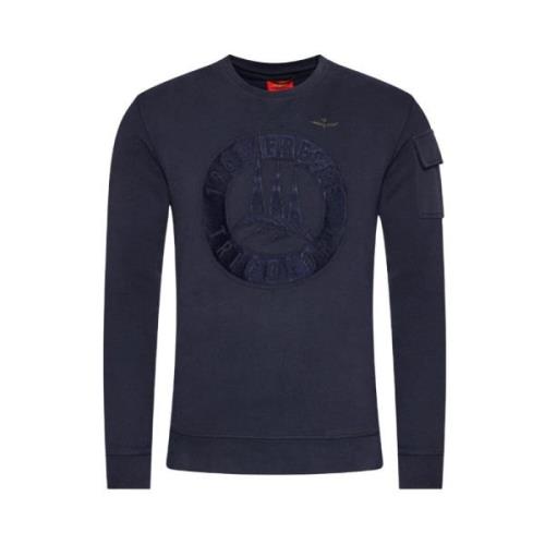 Crew Neck Sweatshirt Aeronautica Militare , Blue , Heren