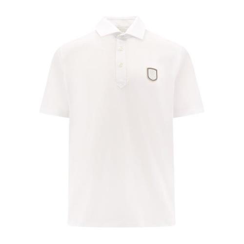 Logo Patch Polo Shirt Classic Collar Brunello Cucinelli , White , Here...