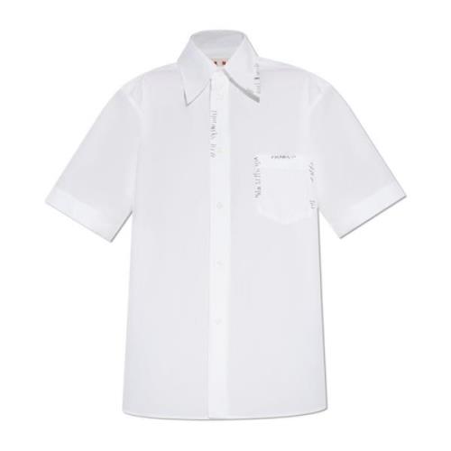 Shirt met decoratieve stiksels Marni , White , Dames