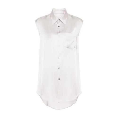 Asymmetrische Mouwloze Voering Look Shirt MM6 Maison Margiela , Gray ,...