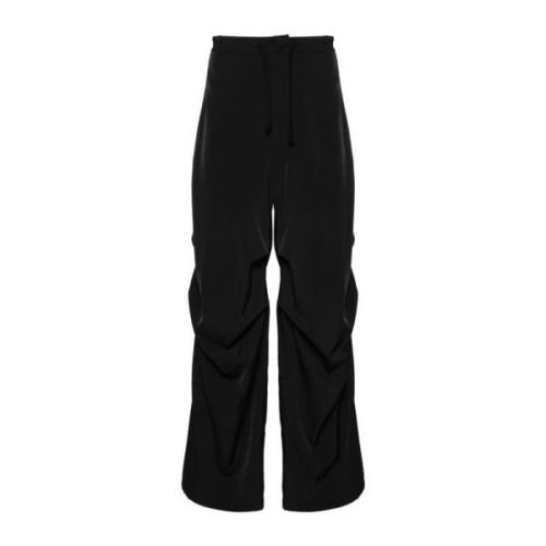 Gathered Detail Wijde Pijp Broek MM6 Maison Margiela , Black , Heren