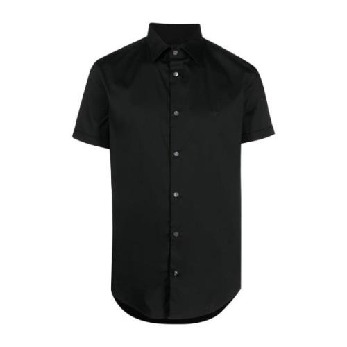 Zwarte Katoenen Klassieke Kraag Shirt Emporio Armani , Black , Heren