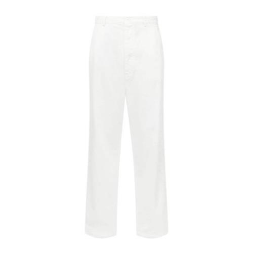 Bull Cotton Straight Leg Trousers MM6 Maison Margiela , White , Heren