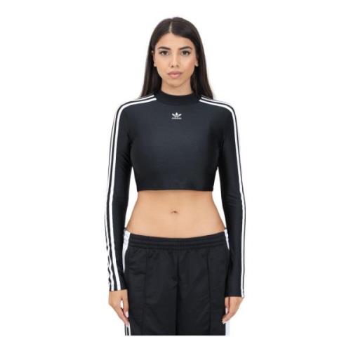 Zwarte 3-Stripes Sporttop Vrouwen Adidas Originals , Black , Dames