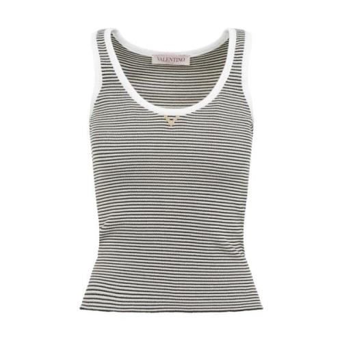 Gebreide tanktop in ivoor marineblauw goud Valentino , Beige , Dames