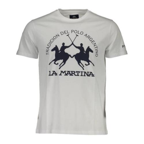 Knisperend Wit Katoenen T-Shirt La Martina , White , Heren