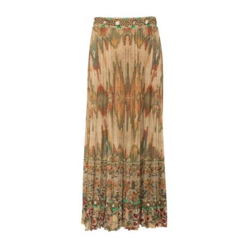 Geometrisch Bloemenprint Geplooide Rok Pierre-Louis Mascia , Beige , D...