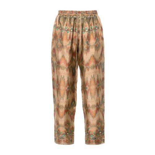 Geometrische Print Zijden Broek Pierre-Louis Mascia , Beige , Dames