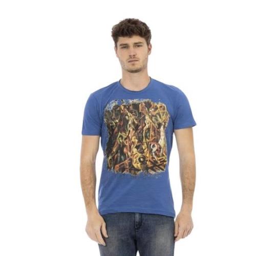 Blauw Frontprint T-shirt Casual Elegantie Trussardi , Blue , Heren