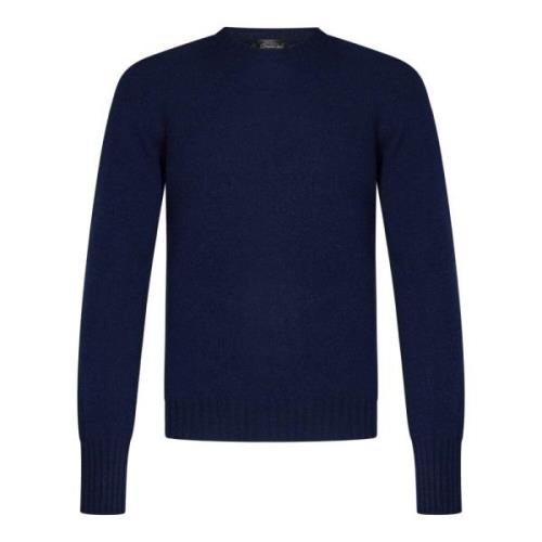 Blauwe Cashmere Crew-Neck Sweater Drumohr , Blue , Heren