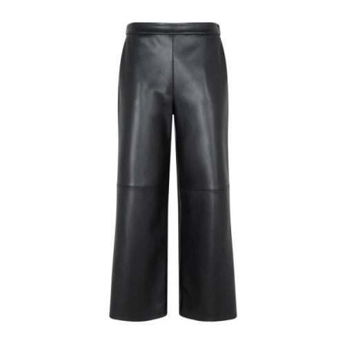 Stijlvolle Zwarte Leren Broek Max Mara , Black , Dames