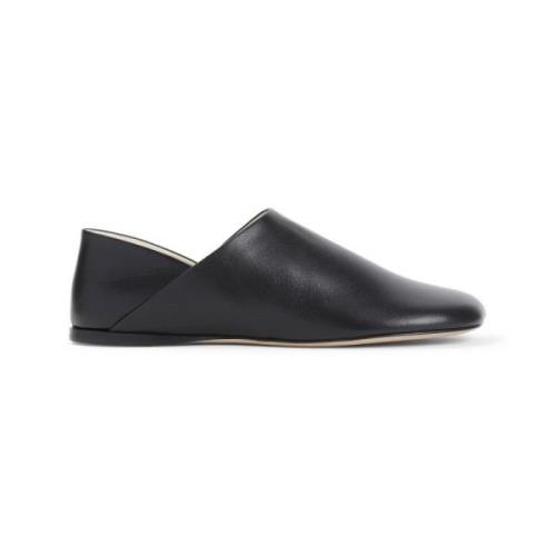 Zwarte Leren Pantoffels Loewe , Black , Dames