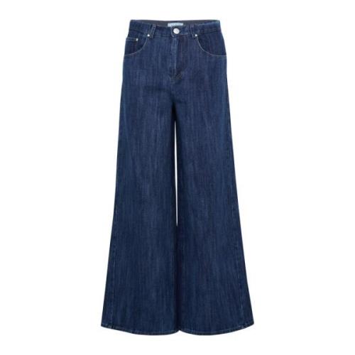 Wijde Pijp Jeans Medium Blue Denim Soaked in Luxury , Blue , Dames