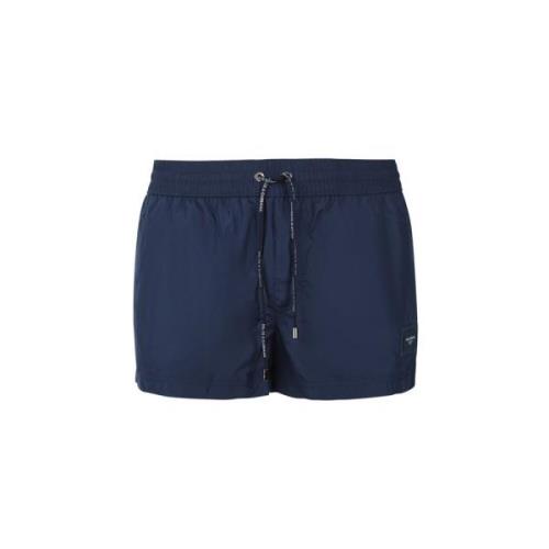 Navyblauwe Strandshorts met Elastische Tailleband en Logo Plaatje Dolc...