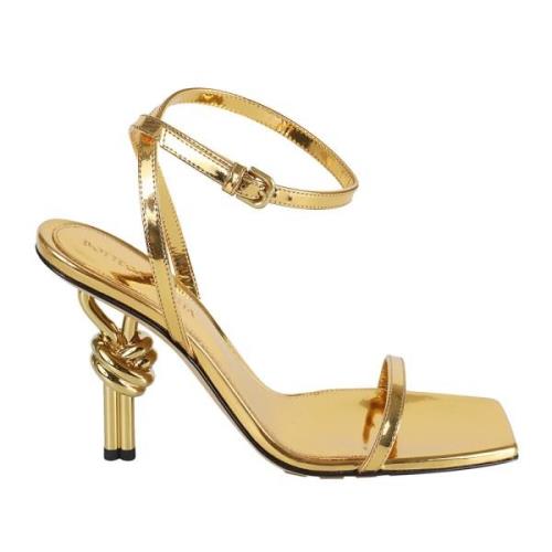 Gouden metallic sandalen met hoge hak Bottega Veneta , Yellow , Dames