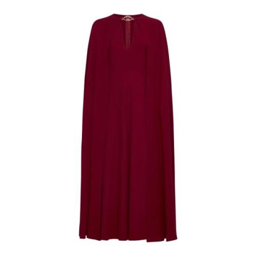 Donkerrode Zijden Jurk met Cape Mouwen Valentino , Red , Dames