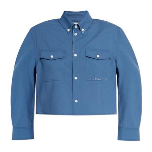 Korte shirt met decoratieve stiksels Marni , Blue , Dames