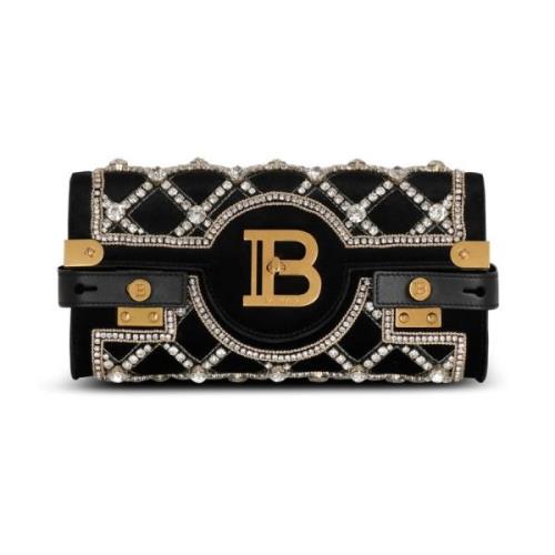 Tas Pochette B-Buzz 23 in fluweel en parels Balmain , Black , Dames