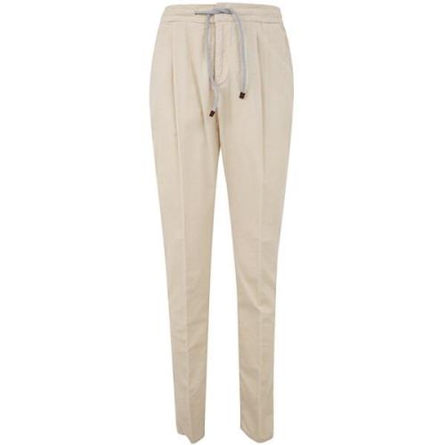 Luxe Linnen Zaden Fluweel Broek Brunello Cucinelli , Beige , Heren