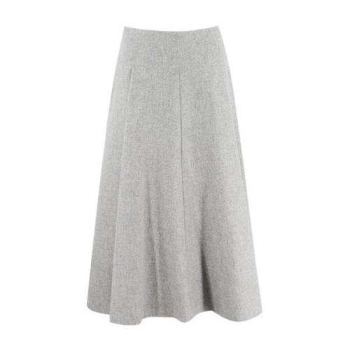 Elegant Flared Midi Skirt Brunello Cucinelli , Gray , Dames