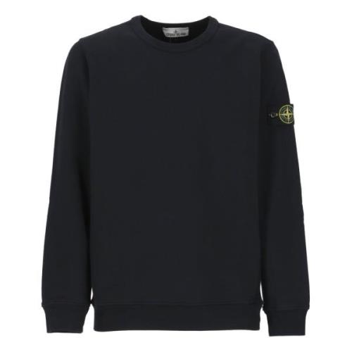 Blauwe Katoenen Sweatshirt met Logopatch Stone Island , Blue , Heren