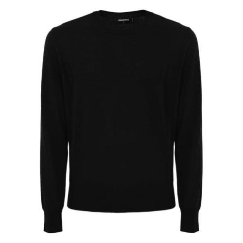 Zwarte Logo Trui Wol Pullover Dsquared2 , Black , Heren